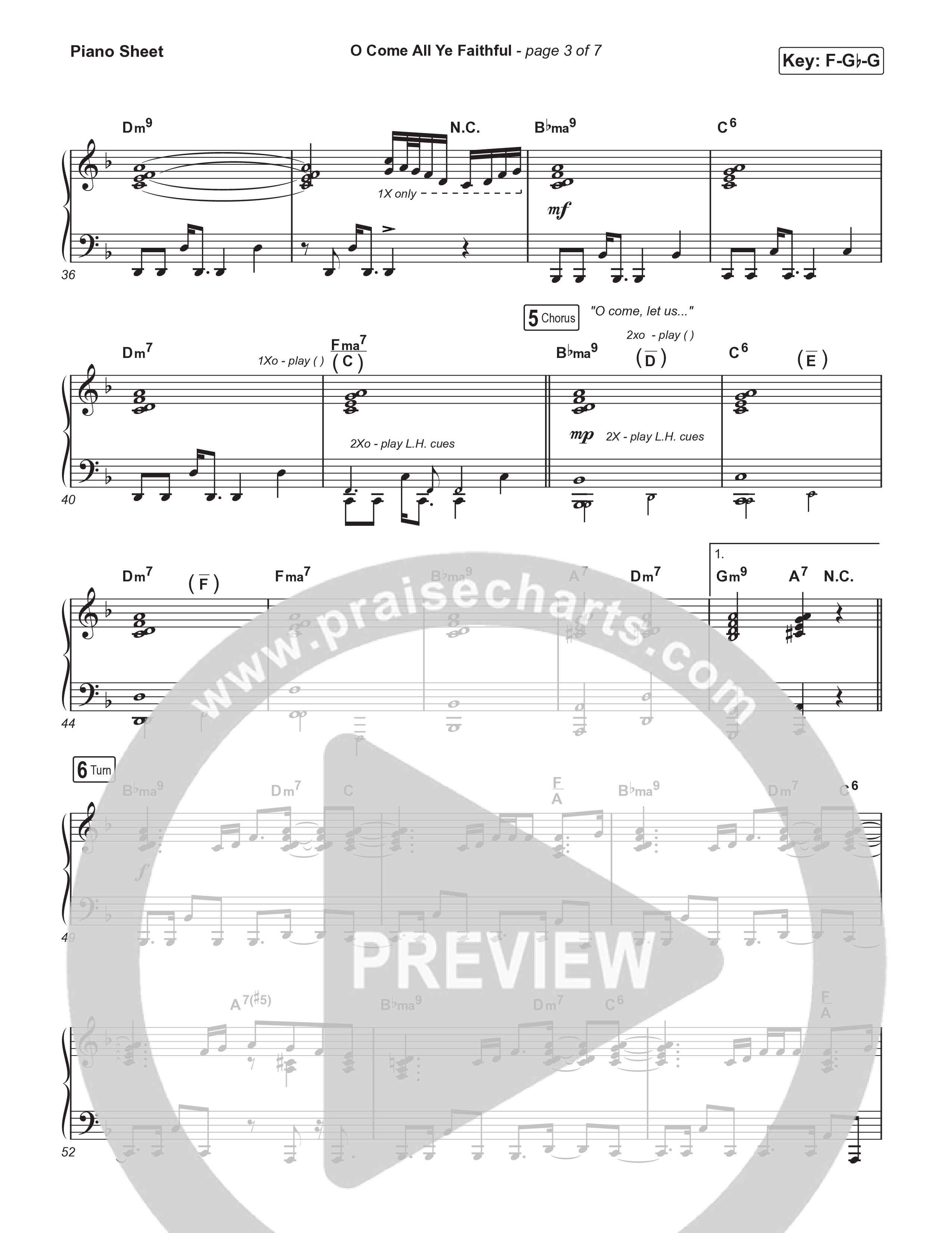 O Come All Ye Faithful (Live) Piano Sheet (Planetshakers)