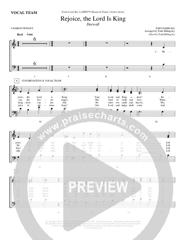 Rejoice The Lord Is King Choir Sheet (Todd Billingsley)