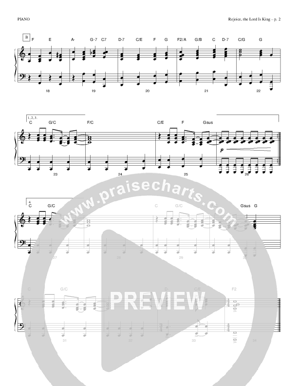 Rejoice The Lord Is King Piano Sheet (Todd Billingsley)