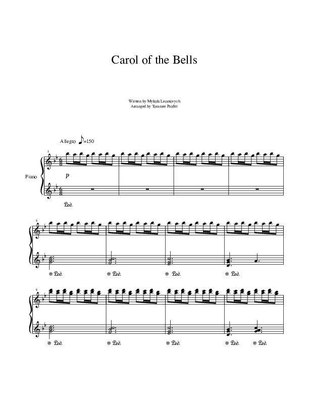 Carol Of The Bells Piano Solo (Tommee Profitt)
