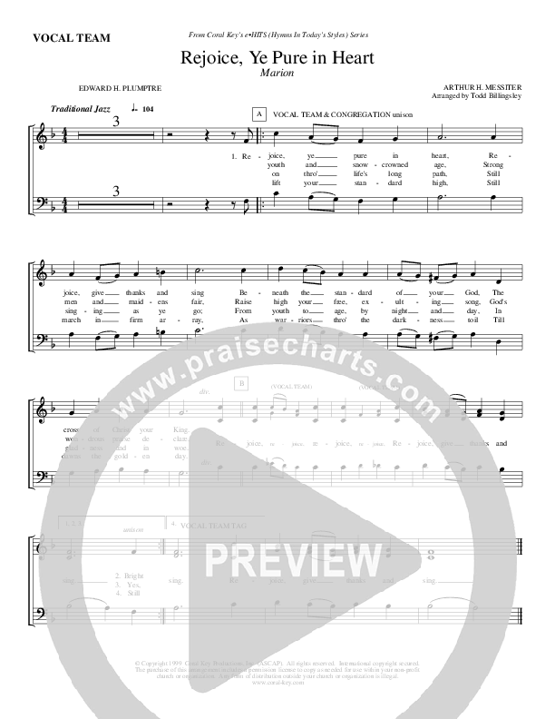 Rejoice Ye Pure In Heart Choir Sheet (Todd Billingsley)