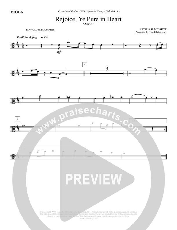 Rejoice Ye Pure In Heart Viola (Todd Billingsley)