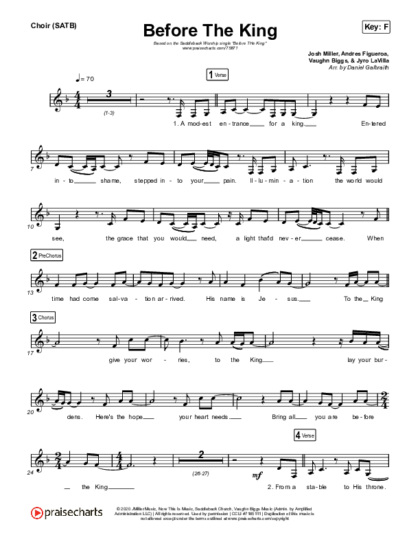 Before The King Choir Sheet (SATB) (Saddleback Worship)