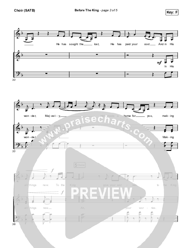 Before The King Choir Sheet (SATB) (Saddleback Worship)