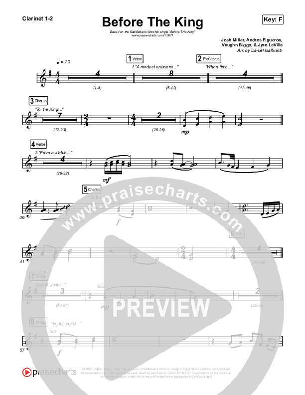 Before The King Clarinet 1/2 (Saddleback Worship)
