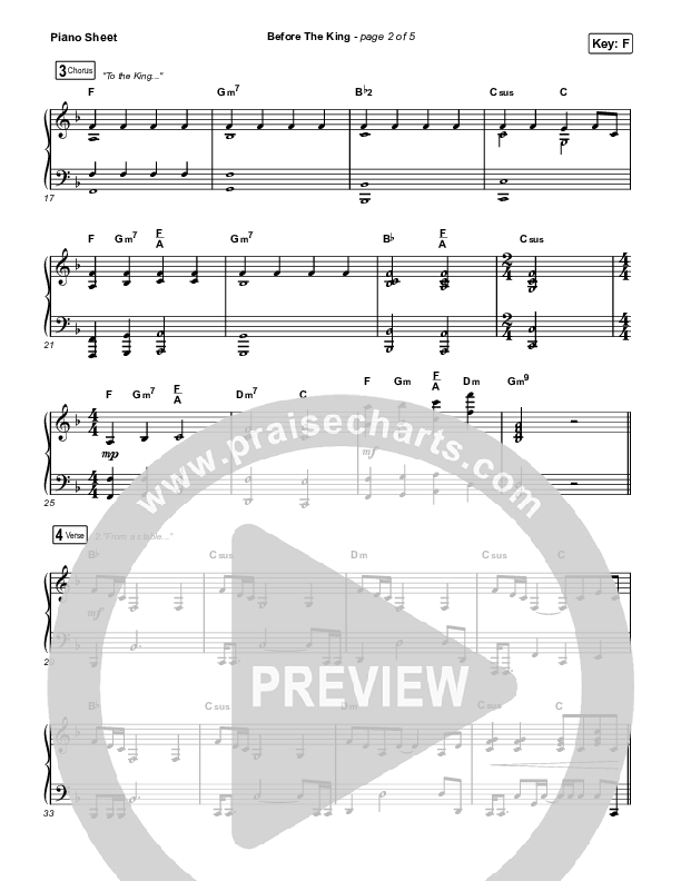 Before The King Piano Sheet (Saddleback Worship)
