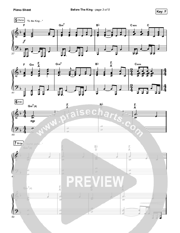 Before The King Piano Sheet (Saddleback Worship)
