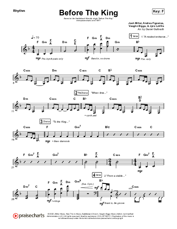 Before The King Rhythm Chart (Saddleback Worship)