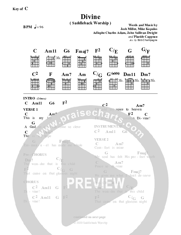 Divine Chord Chart (Saddleback Worship)