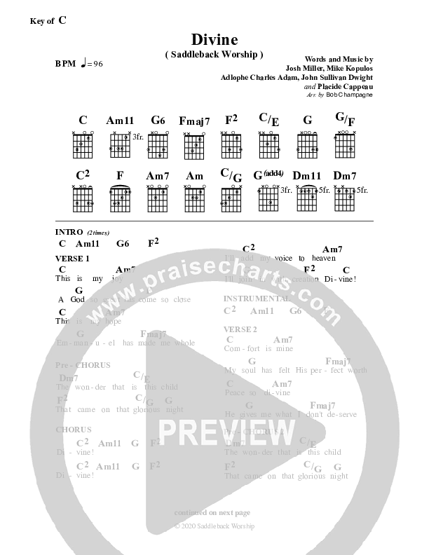 Divine Chord Chart (Saddleback Worship)