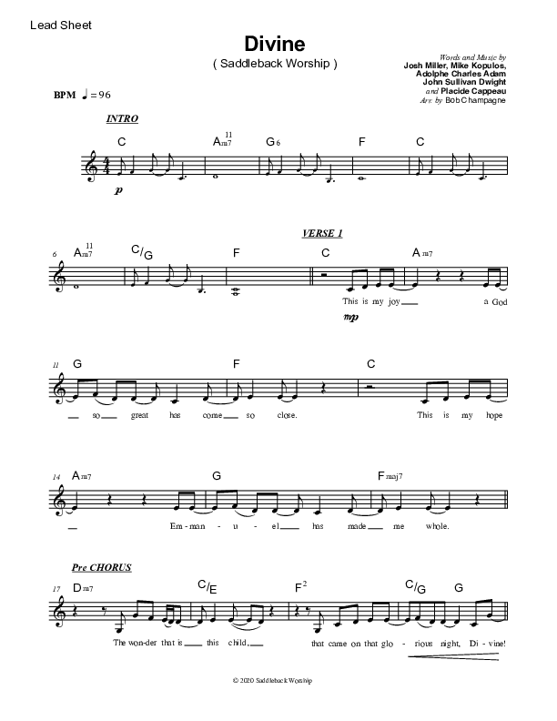Divine Lead Sheet (SAT) (Saddleback Worship)