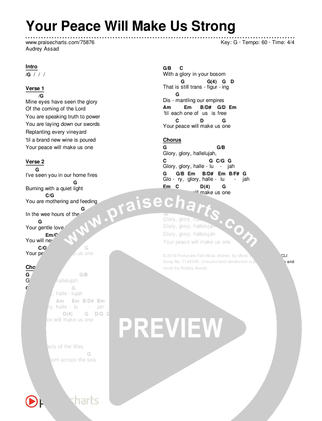 Your Peace Will Make Us Strong Chords & Lyrics (Audrey Assad)