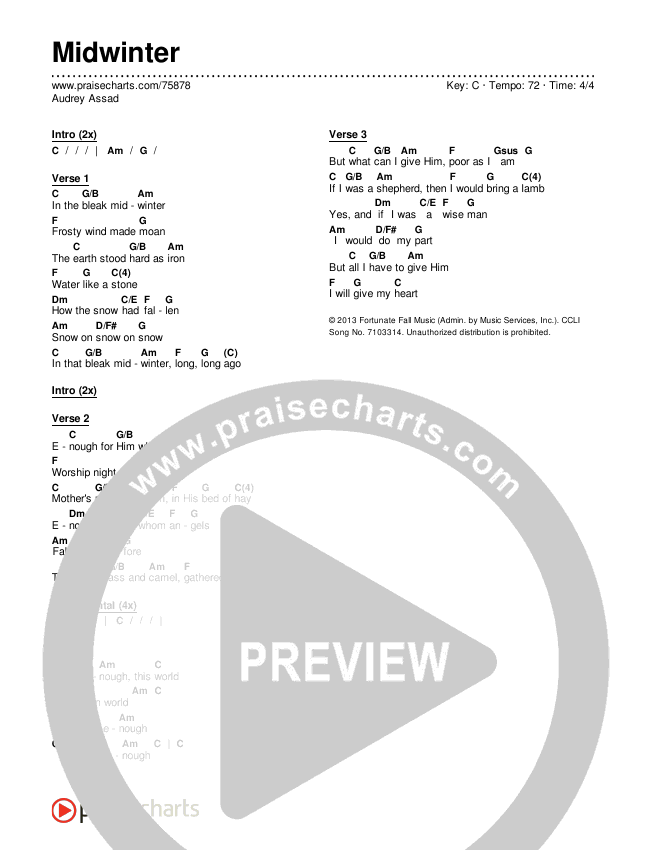 Midwinter Chords & Lyrics (Audrey Assad)