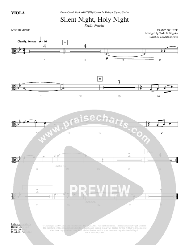 Silent Night Holy Night Viola (Todd Billingsley)