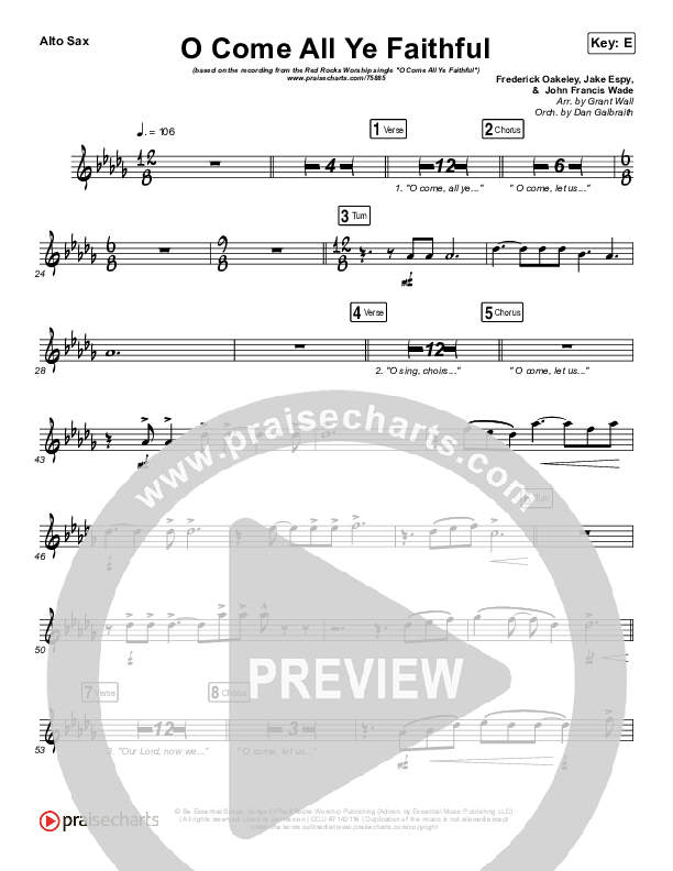 O Come All Ye Faithful Alto Sax (Red Rocks Worship)