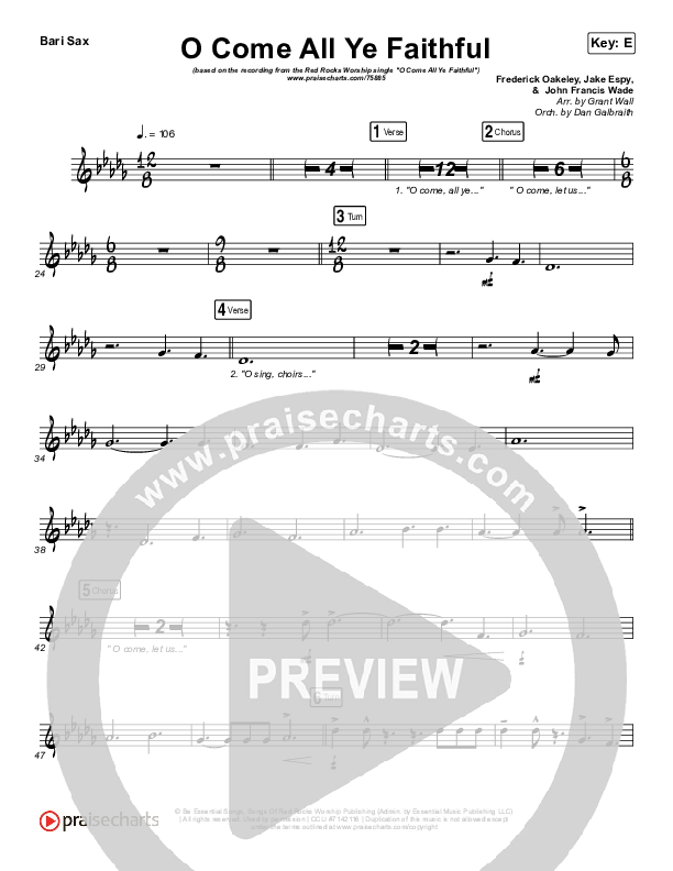 O Come All Ye Faithful Bari Sax (Red Rocks Worship)