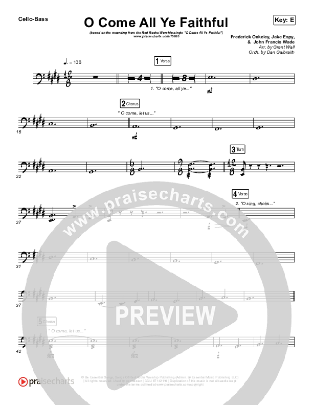 O Come All Ye Faithful Cello/Bass (Red Rocks Worship)