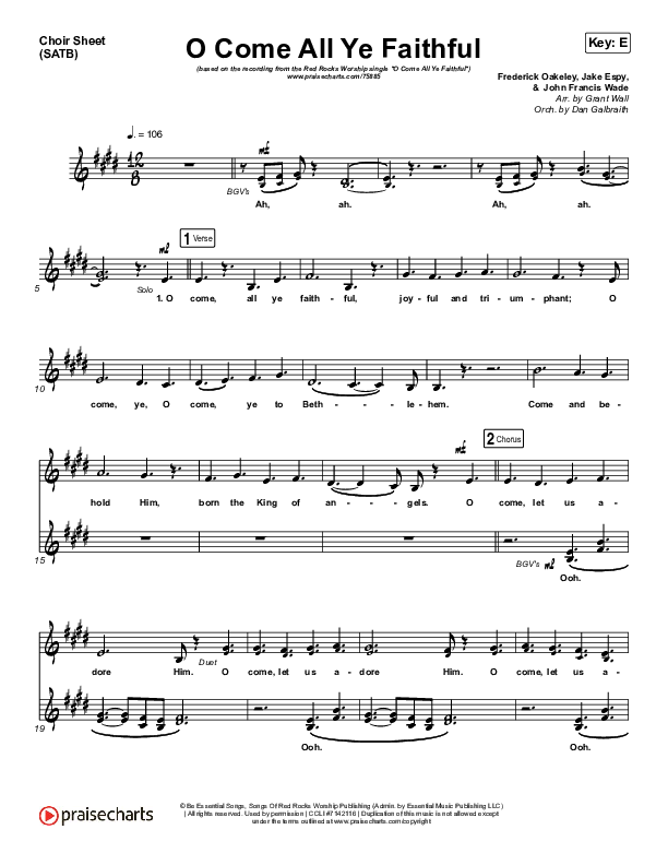 O Come All Ye Faithful Choir Vocals (SATB) (Red Rocks Worship)