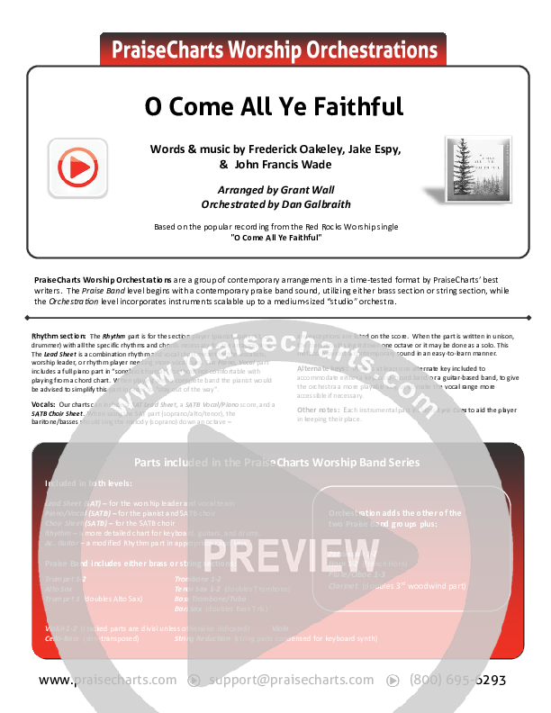 O Come All Ye Faithful Cover Sheet (Red Rocks Worship)