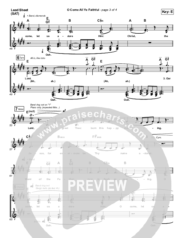 O Come All Ye Faithful Lead Sheet (SAT) (Red Rocks Worship)