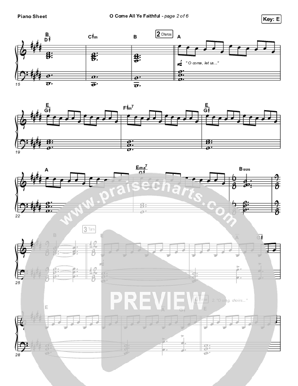 O Come All Ye Faithful Piano Sheet (Red Rocks Worship)