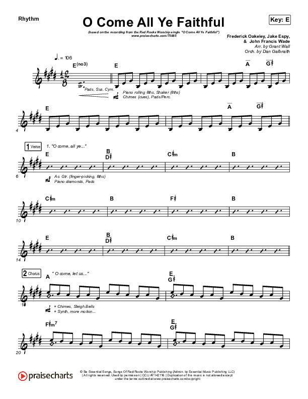 O Come All Ye Faithful Rhythm Chart (Red Rocks Worship)