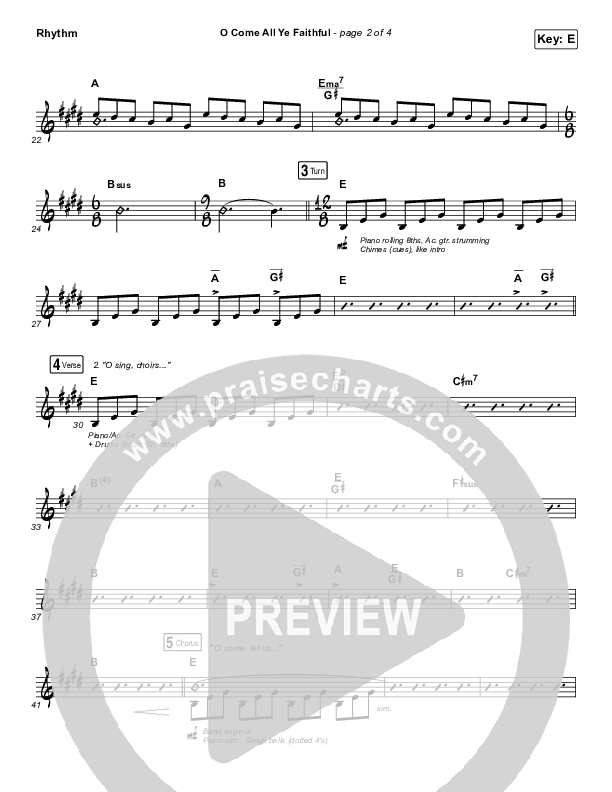 O Come All Ye Faithful Rhythm Chart (Red Rocks Worship)