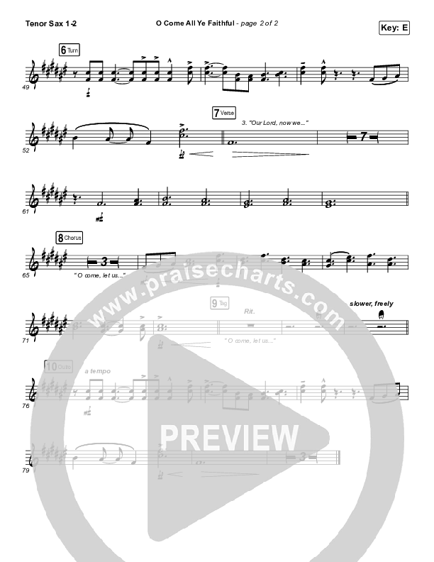 O Come All Ye Faithful Tenor Sax 1/2 (Red Rocks Worship)