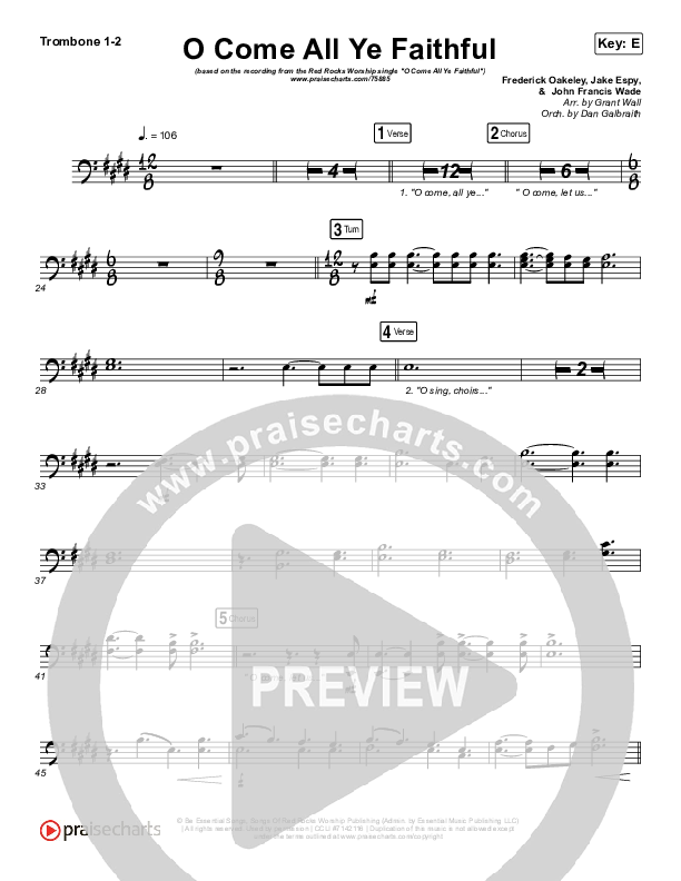 O Come All Ye Faithful Trombone 1/2 (Red Rocks Worship)