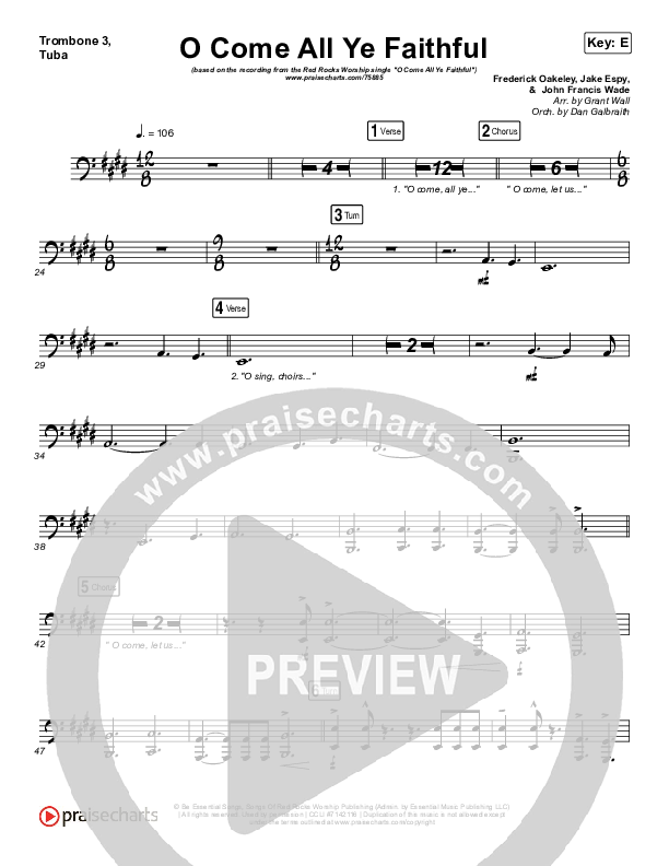 O Come All Ye Faithful Trombone 3/Tuba (Red Rocks Worship)