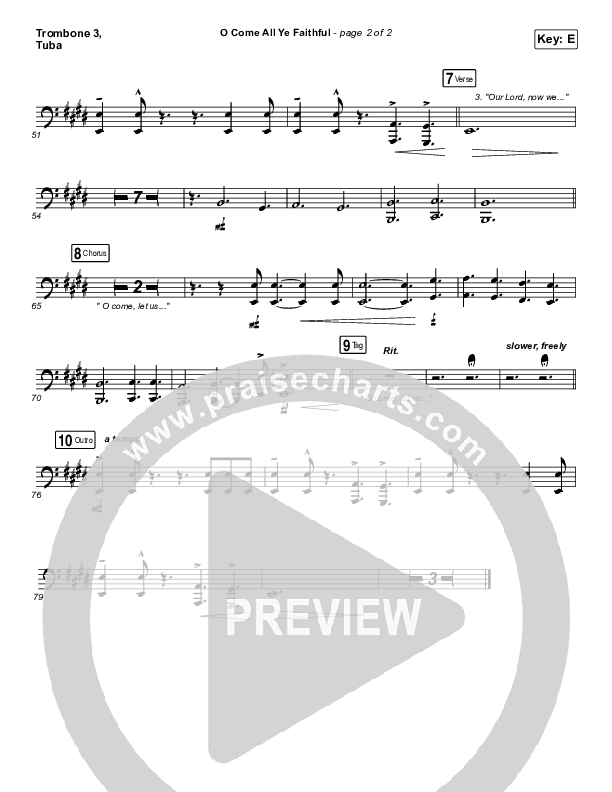 O Come All Ye Faithful Trombone 3/Tuba (Red Rocks Worship)