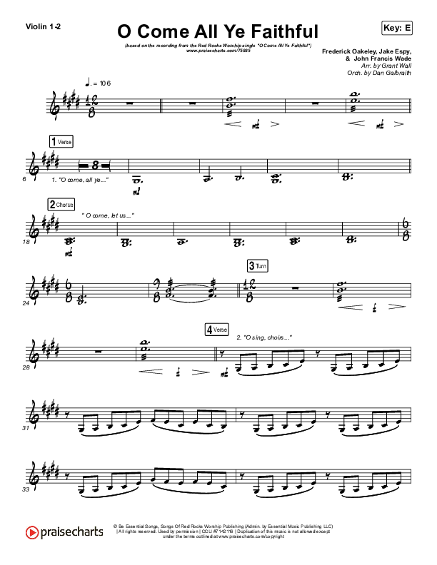 O Come All Ye Faithful Violin 1/2 (Red Rocks Worship)