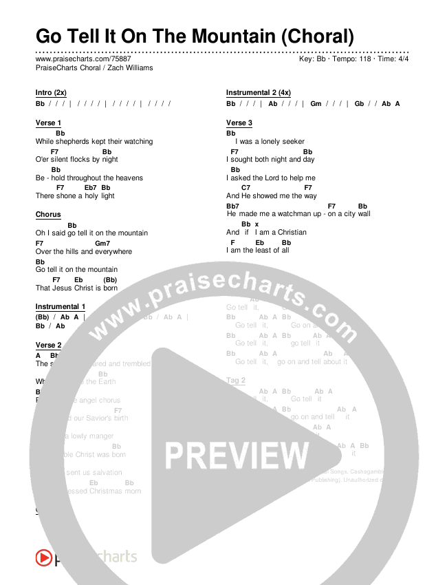 Go Tell It On The Mountain (Choral Anthem SATB) Chords & Lyrics (Zach Williams / Arr. Luke Gambill)