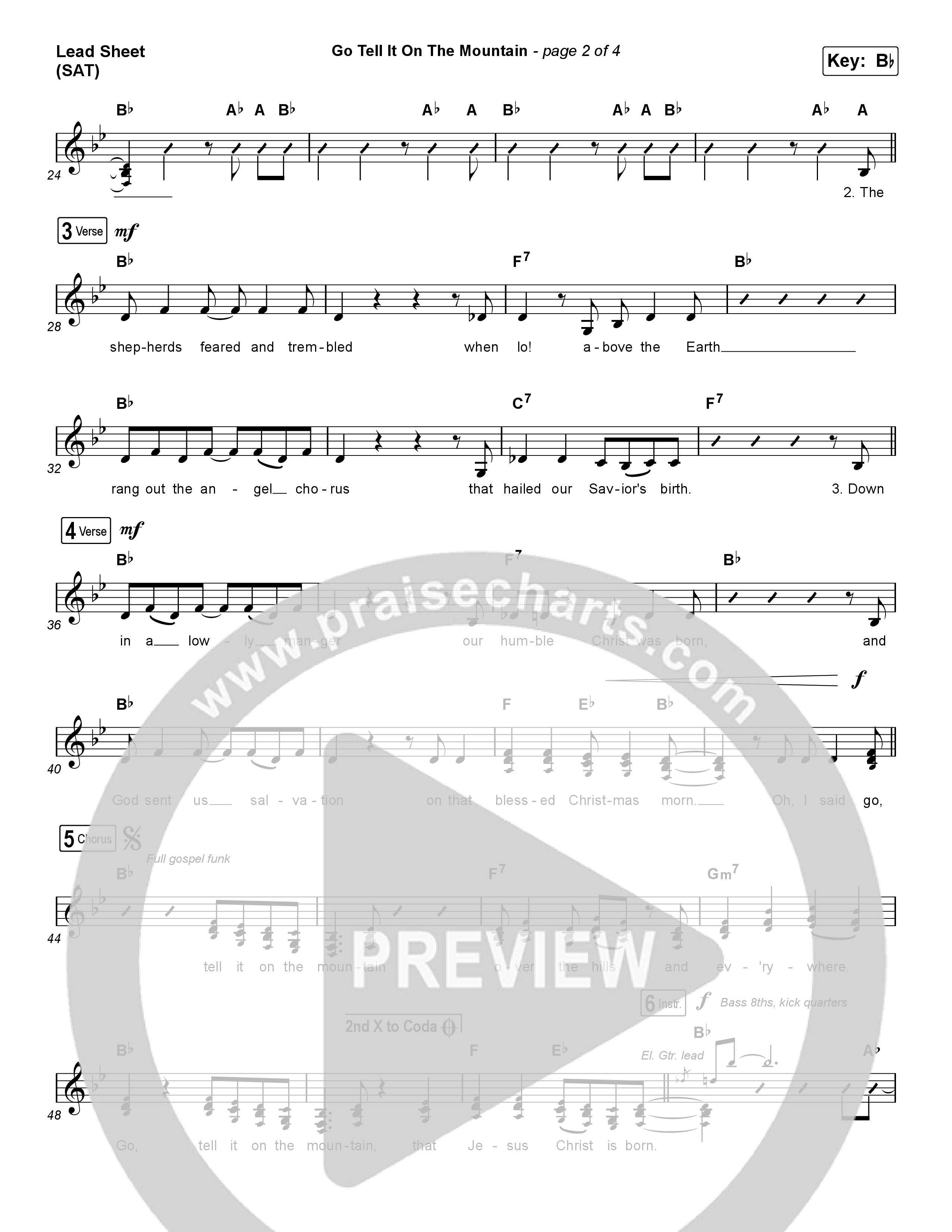 Go Tell It On The Mountain (Choral Anthem SATB) Lead Sheet (SAT) (Zach Williams / Arr. Luke Gambill)