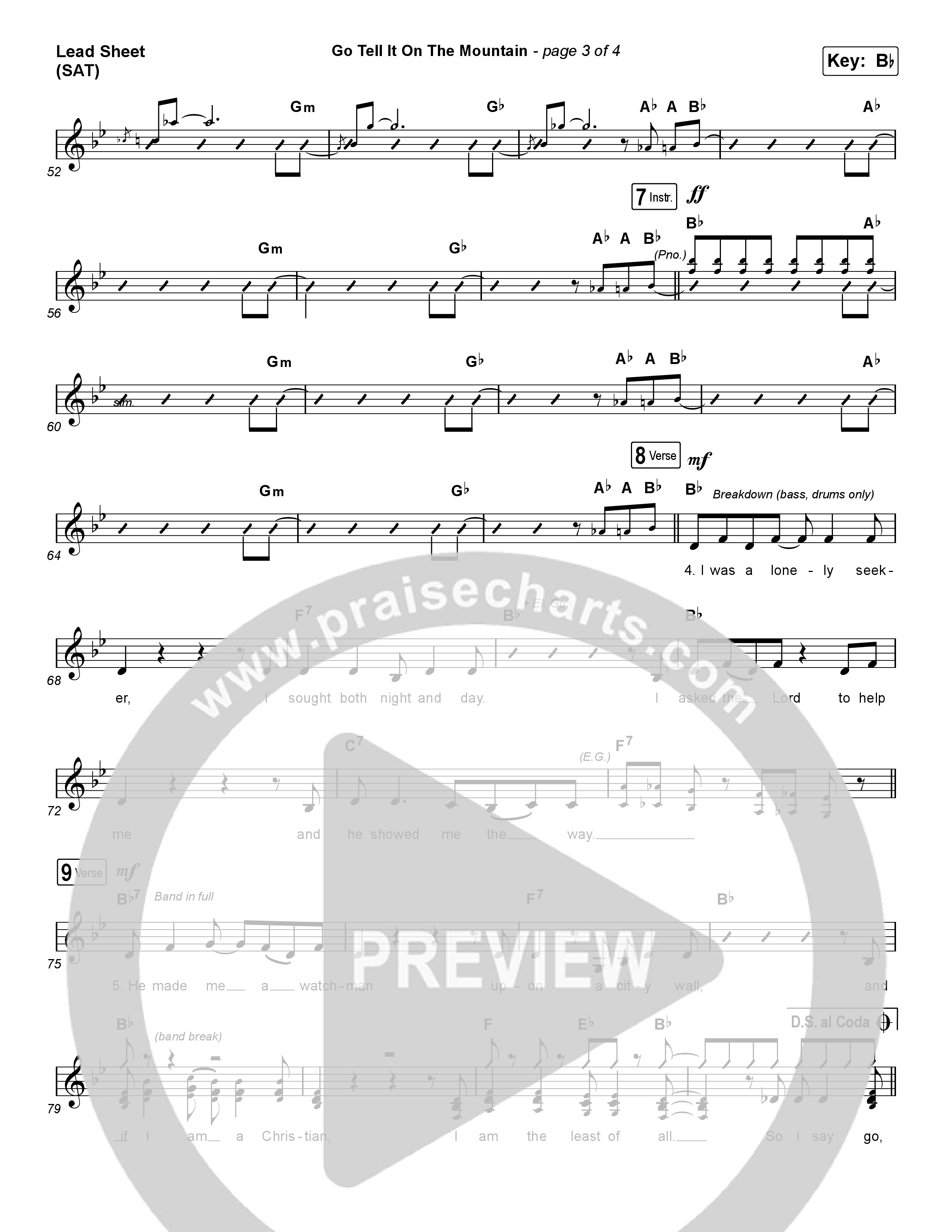 Go Tell It On The Mountain (Choral Anthem SATB) Lead Sheet (SAT) (Zach Williams / Arr. Luke Gambill)