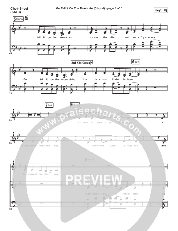 Go Tell It On The Mountain (Choral Anthem SATB) Choir Vocals (SATB) (Zach Williams / Arr. Luke Gambill)