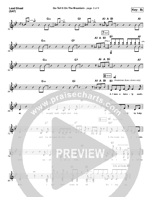 Go Tell It On The Mountain (Choral Anthem SATB) Lead Sheet (SAT) (Zach Williams / Arr. Luke Gambill)