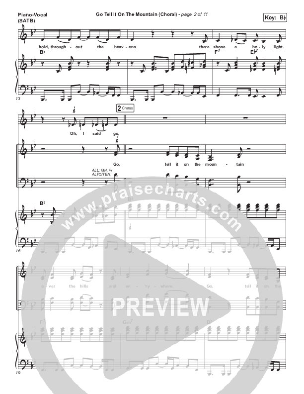 Go Tell It On The Mountain (Choral Anthem SATB) Piano/Vocal Pack (Zach Williams / Arr. Luke Gambill)