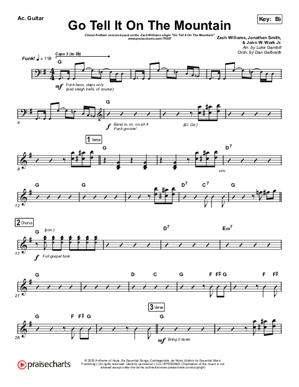 Go Tell It On The Mountain (Choral Anthem SATB) Acoustic Guitar (Zach Williams / Arr. Luke Gambill)