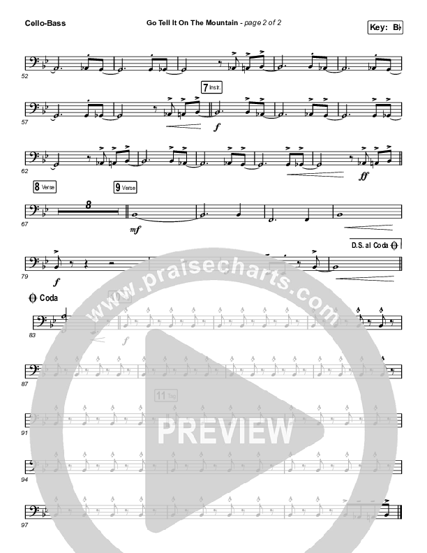 Go Tell It On The Mountain (Choral Anthem SATB) Cello/Bass (Zach Williams / Arr. Luke Gambill)