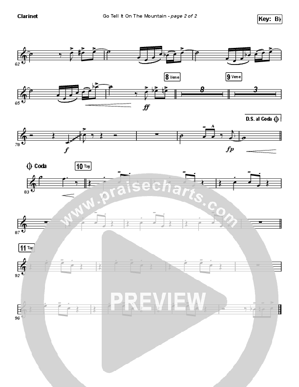 Go Tell It On The Mountain (Choral Anthem SATB) Clarinet (Zach Williams / Arr. Luke Gambill)