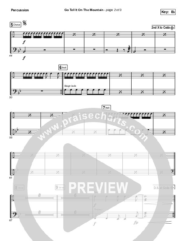 Go Tell It On The Mountain (Choral Anthem SATB) Percussion (Zach Williams / Arr. Luke Gambill)