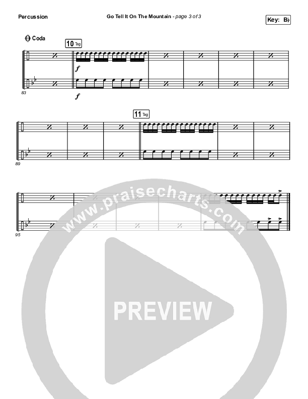 Go Tell It On The Mountain (Choral Anthem SATB) Percussion (Zach Williams / Arr. Luke Gambill)