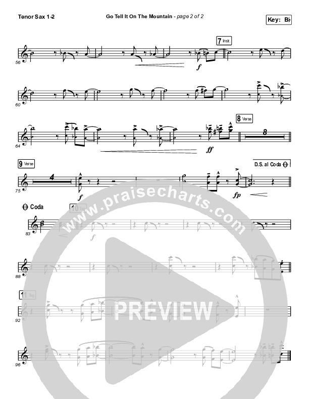 Go Tell It On The Mountain (Choral Anthem SATB) Tenor Sax 1/2 (Zach Williams / Arr. Luke Gambill)