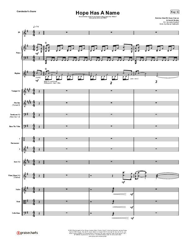 Hope Has A Name (Choral Anthem SATB) Orchestration (Passion / Kristian Stanfill / Arr. Luke Gambill)