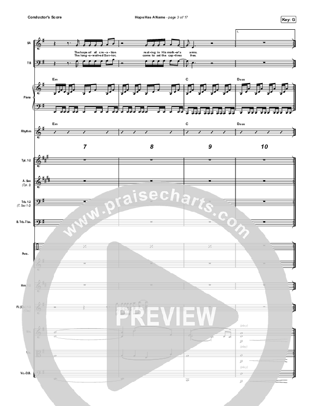 Hope Has A Name (Choral Anthem SATB) Conductor's Score (Passion / Kristian Stanfill / Arr. Luke Gambill)