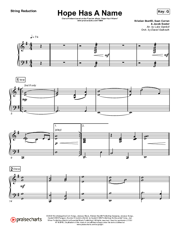 Hope Has A Name (Choral Anthem SATB) String Reduction (Passion / Kristian Stanfill / Arr. Luke Gambill)