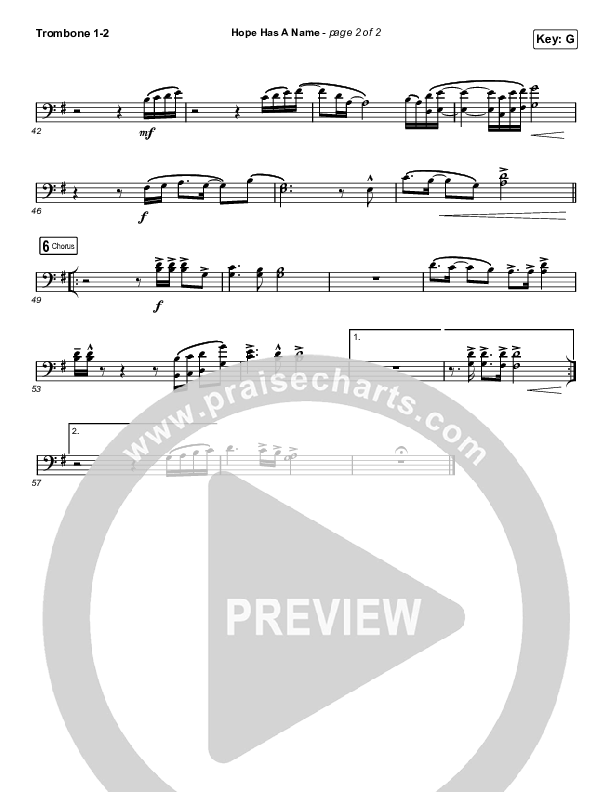 Hope Has A Name (Choral Anthem SATB) Trombone 1/2 (Passion / Kristian Stanfill / Arr. Luke Gambill)