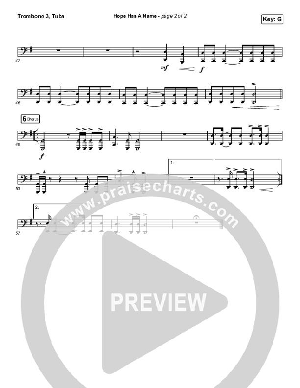 Hope Has A Name (Choral Anthem SATB) Trombone 3/Tuba (Passion / Kristian Stanfill / Arr. Luke Gambill)