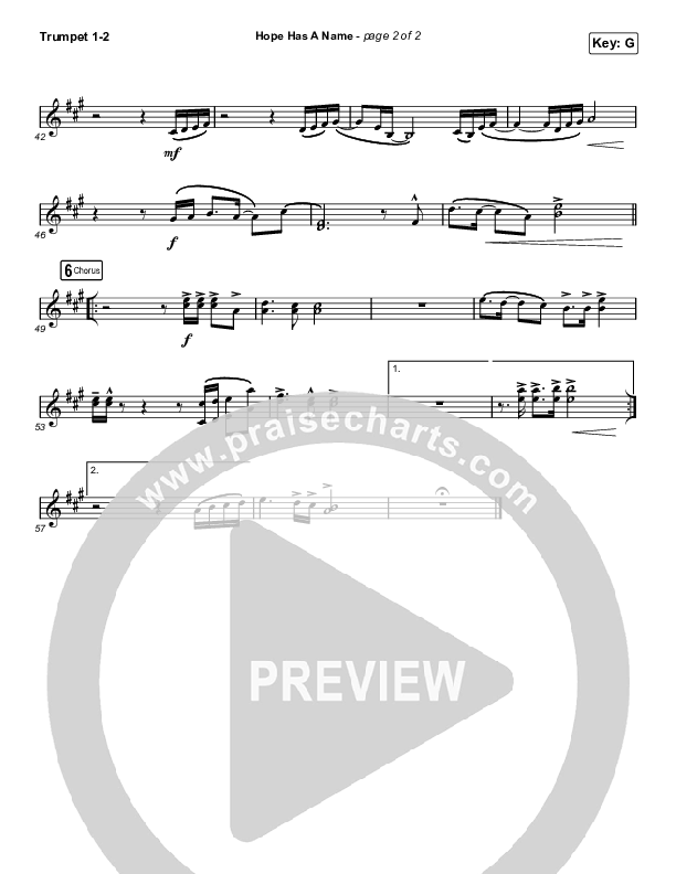 Hope Has A Name (Choral Anthem SATB) Trumpet 1,2 (Passion / Kristian Stanfill / Arr. Luke Gambill)